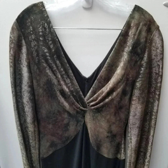 Joseph Ribkoff Couture Metallic Shimmer Black Evening Gown Dress 12 - Picture 8 of 16